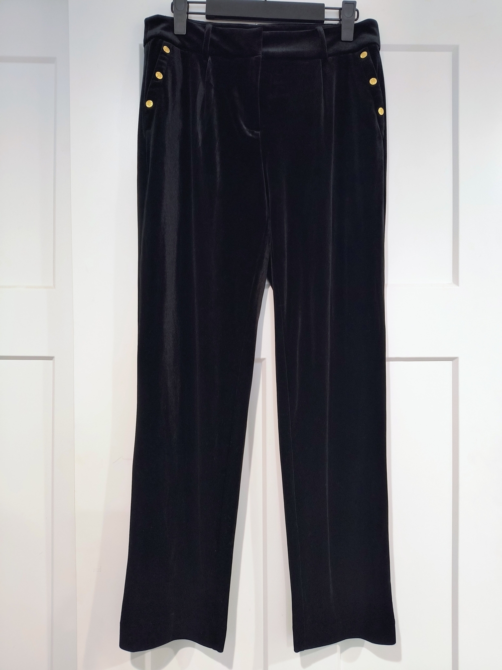Ann Klein Velvet Pants Size 2/4 Straight Leg High Rise Black.
